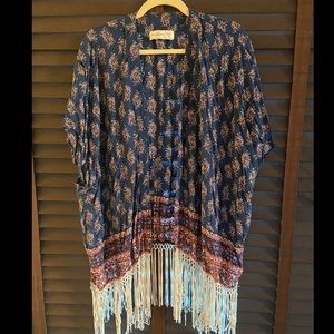 Abercrombie & Fitch Floral Kimono with Fringe
